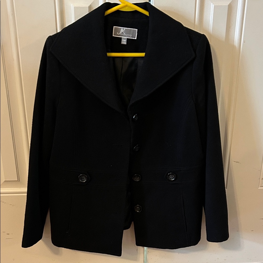 JM Collection Black Peacoat